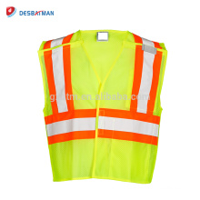 100% Polyester respirant Mesh Gilet Construction Roadway Haute visibilité Vêtements Vêtements de sécurité jaune réfléchissant